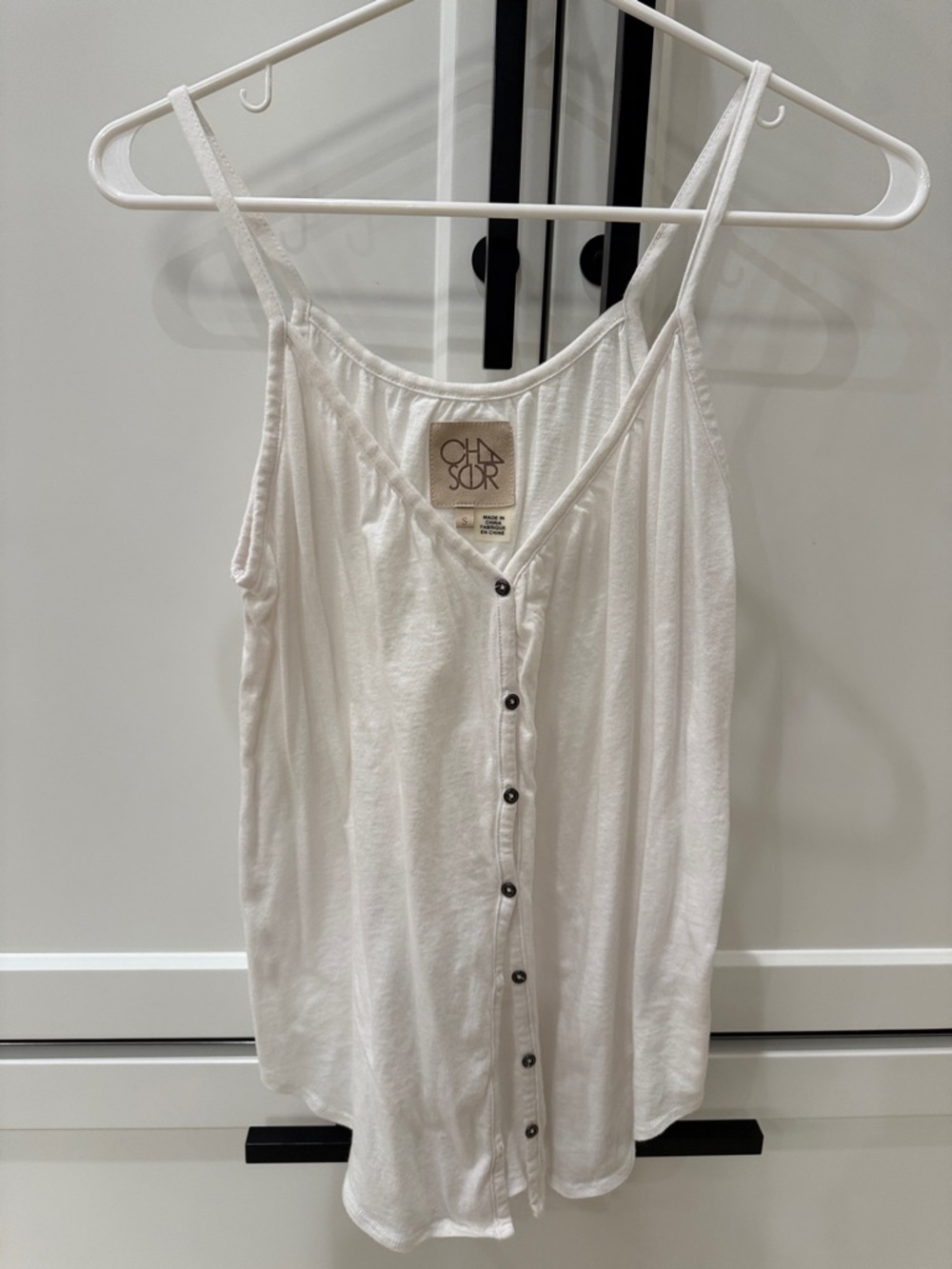 Chaser White Button-Front Tank